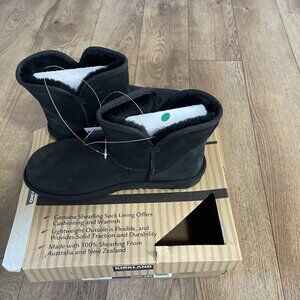 Kirkland Signature Ladies' Shearling Scalloped Edge Boot, Black, Size 10